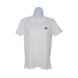 adidas Women Basic Crew Neck T-Shirt Casual Solid White SZ XS | NEW